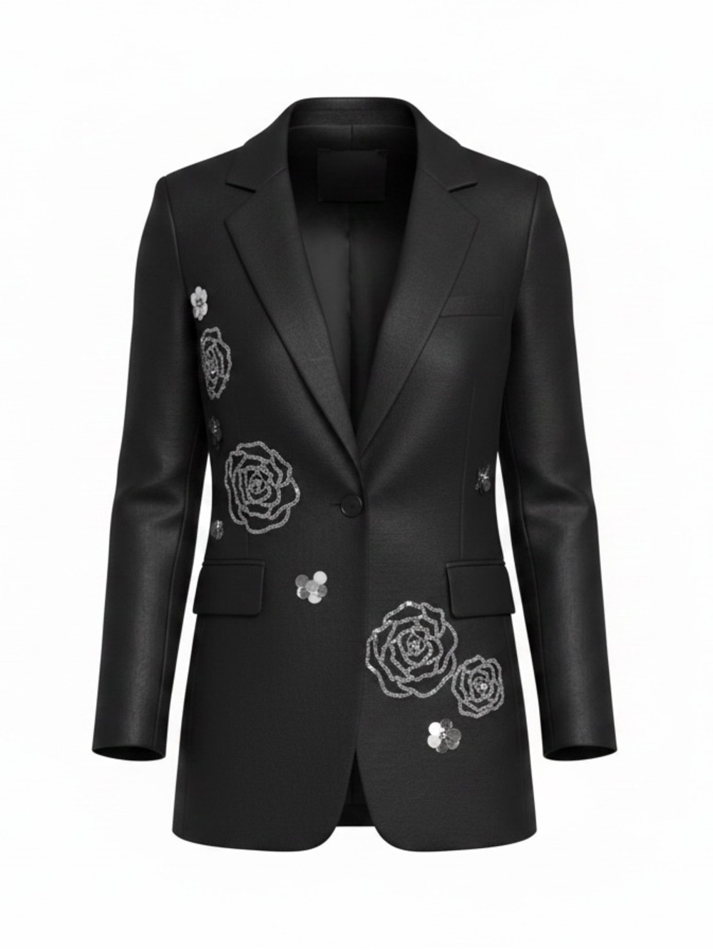 Karl Lagerfeld Paris Rose Rhinestone Blazer NWOT Black Size 8